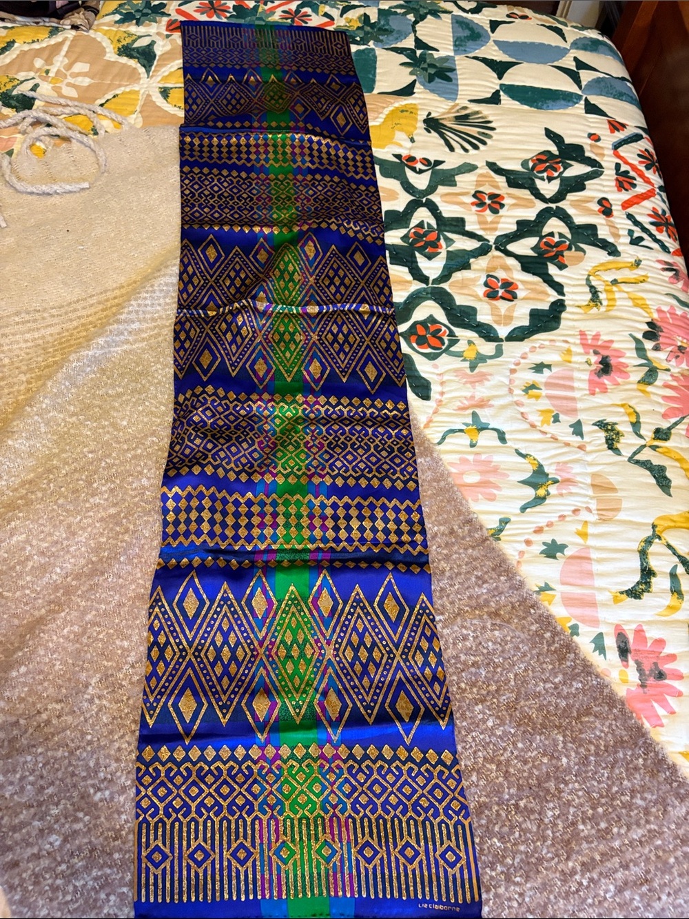 Luz Claiborne Gold, Blue & Green Patterned Women’s Scarf